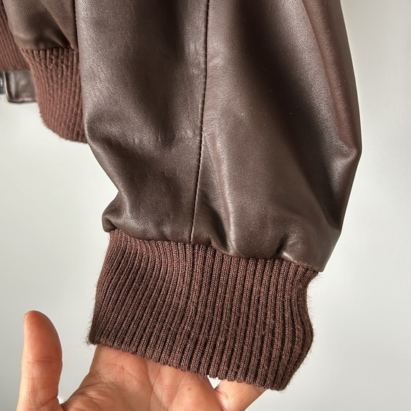 Italian men's genuine leather bomber jacket, warm, brown, size XXL made in Italy - Picture 5 of 13